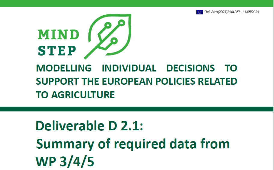 Deliverable D2.1: Summary of required data from WP 3/4/5